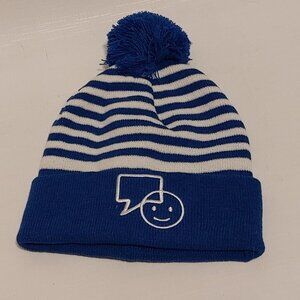 Bell Let's Talk Day White and Blue Striped Toque Brand New